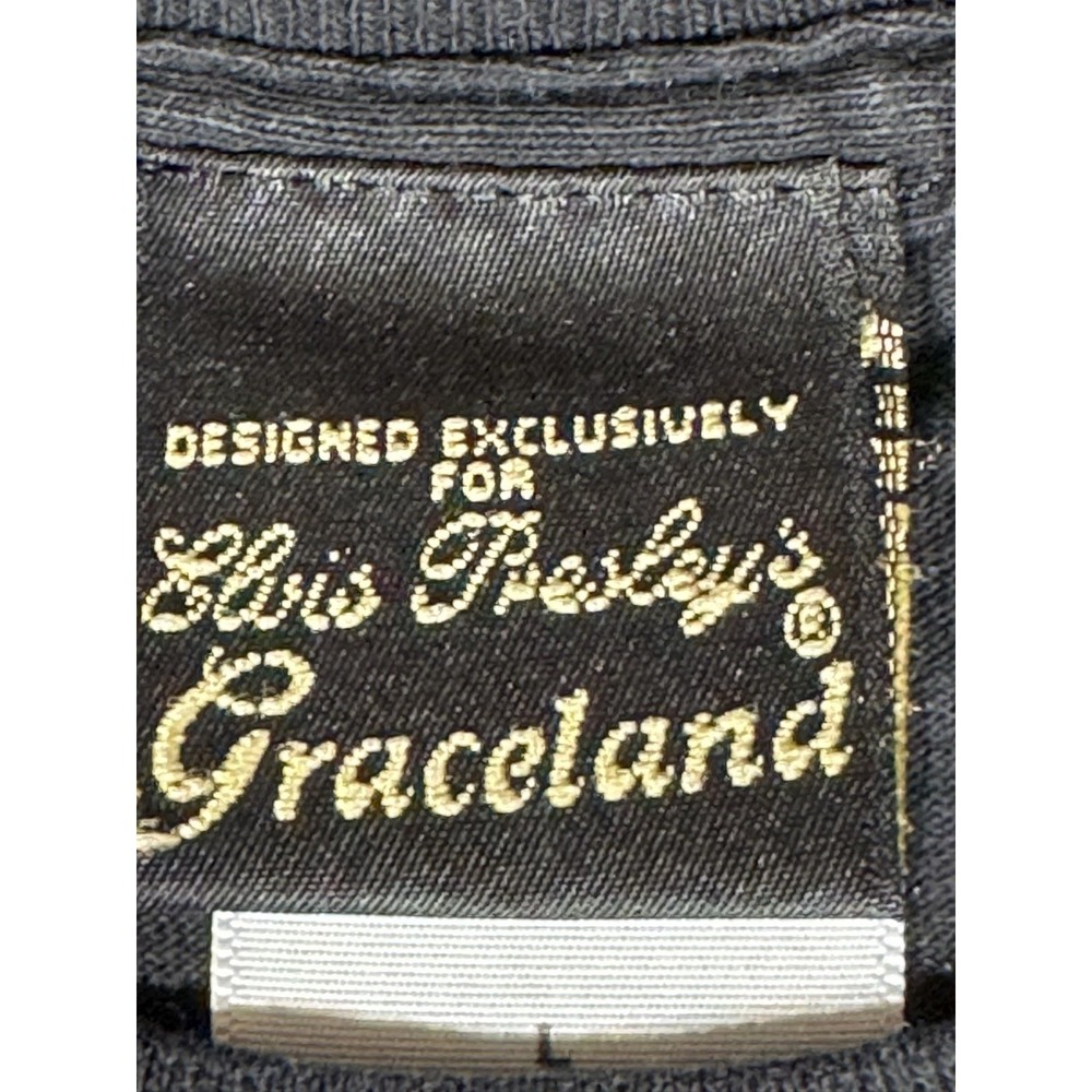 Vintage Elvis Presley's Graceland Shirt Womens L Black Elvis Portrait Graphic - Picture 2 of 14